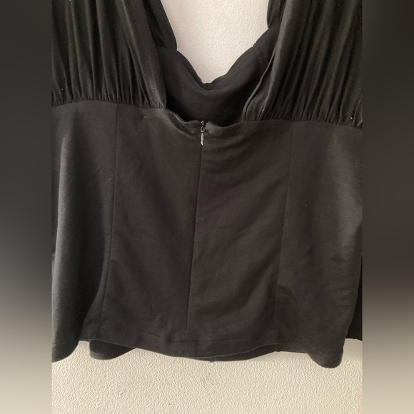 Eloquii Black Blouse with Ruched Sleeves and Square Button Detail - Picture 7 of 7